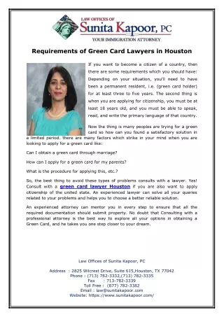 Requirements of Green Card Lawyers in Houston