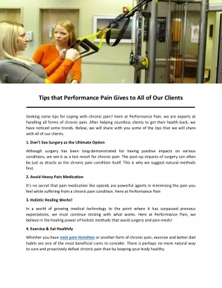 tips that performance pain gives