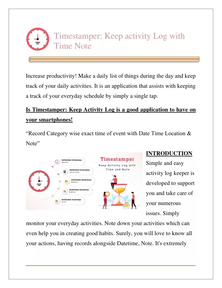 timestamper keep activity log with time note
