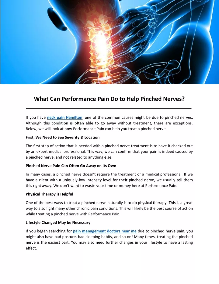 what can performance pain do to help pinched