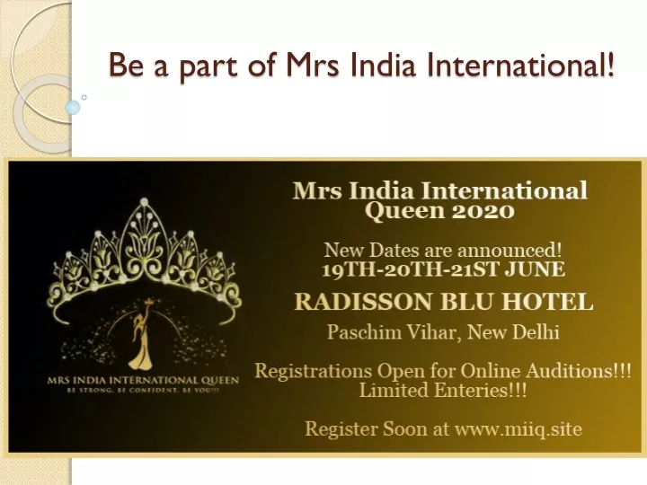 be a part of mrs india international