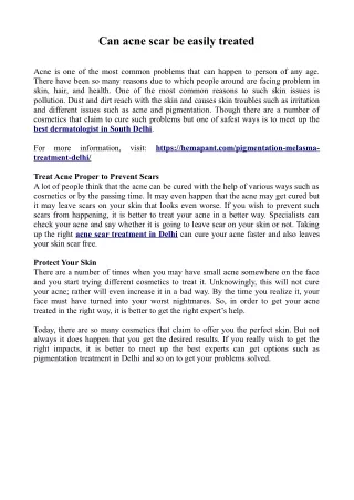 can acne scar be easily treated