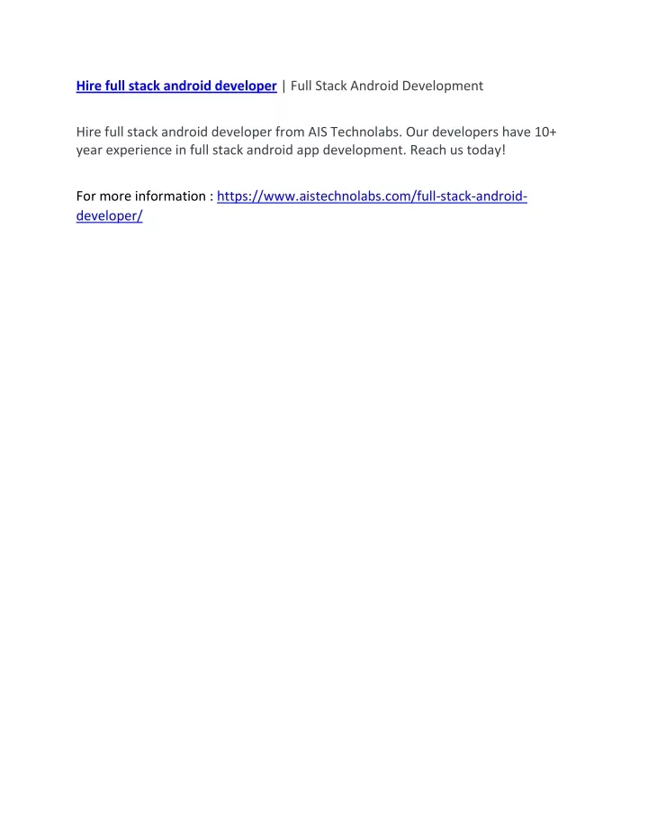 hire full stack android developer full stack