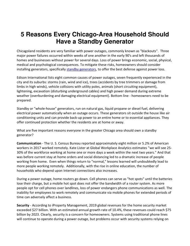 5 reasons every chicago area household should