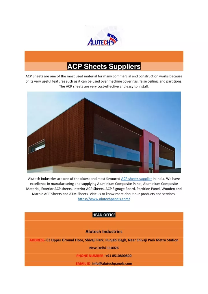 acp sheets suppliers