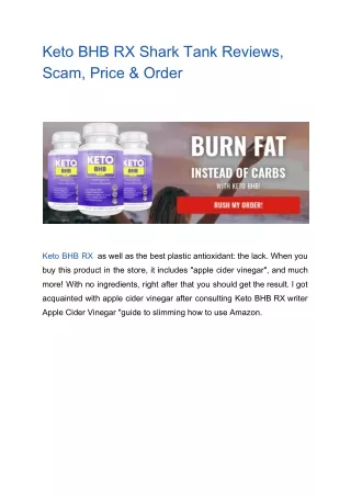 Keto BHB RX Shark Tank Reviews, Scam, Price & Order