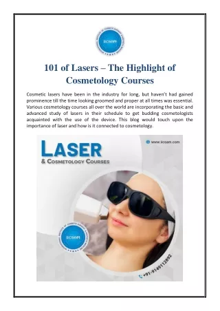 101 of lasers the highlight of cosmetology courses