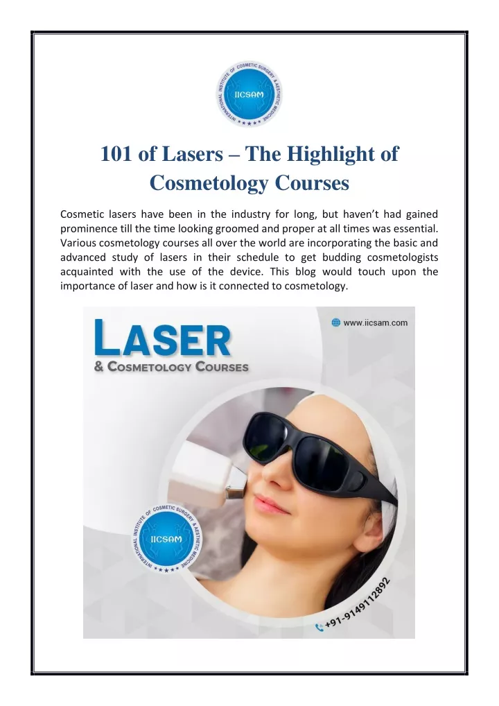 101 of lasers the highlight of cosmetology courses
