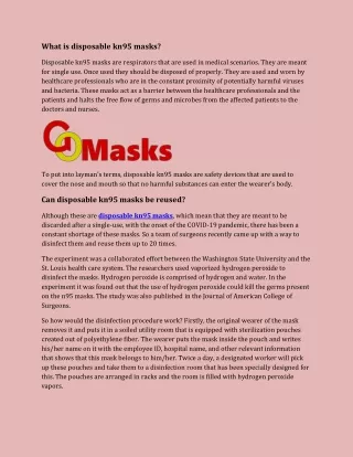 What is disposable kn95 masks?