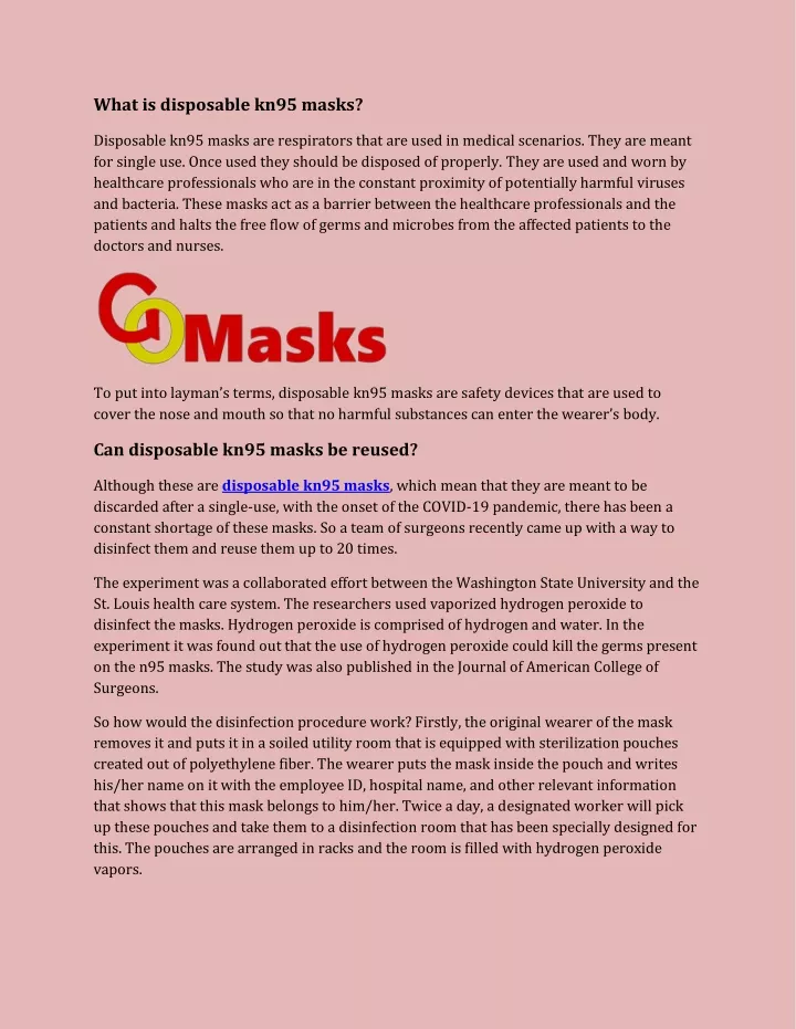 what is disposable kn95 masks