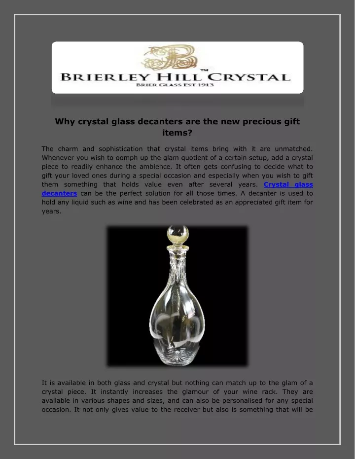 why crystal glass decanters are the new precious