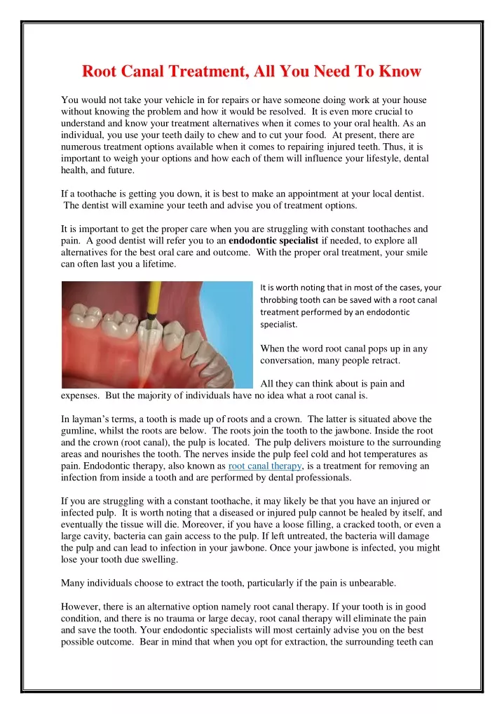 root canal treatment all you need to know