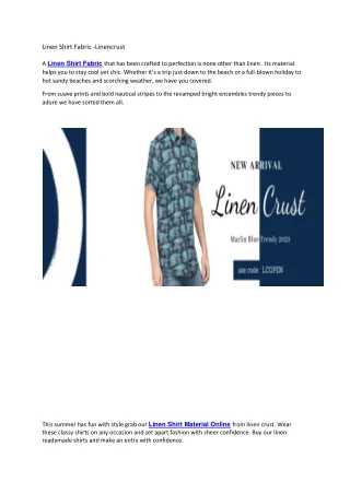 Linen Shirt Fabric -Linencrust