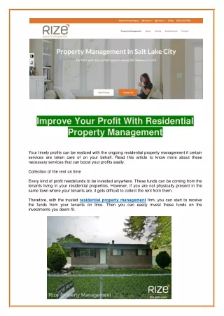 improve your profit with residential property