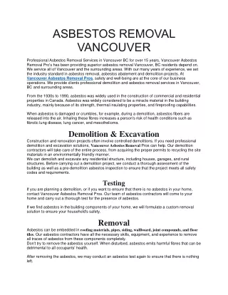 vancouver asbestos removal