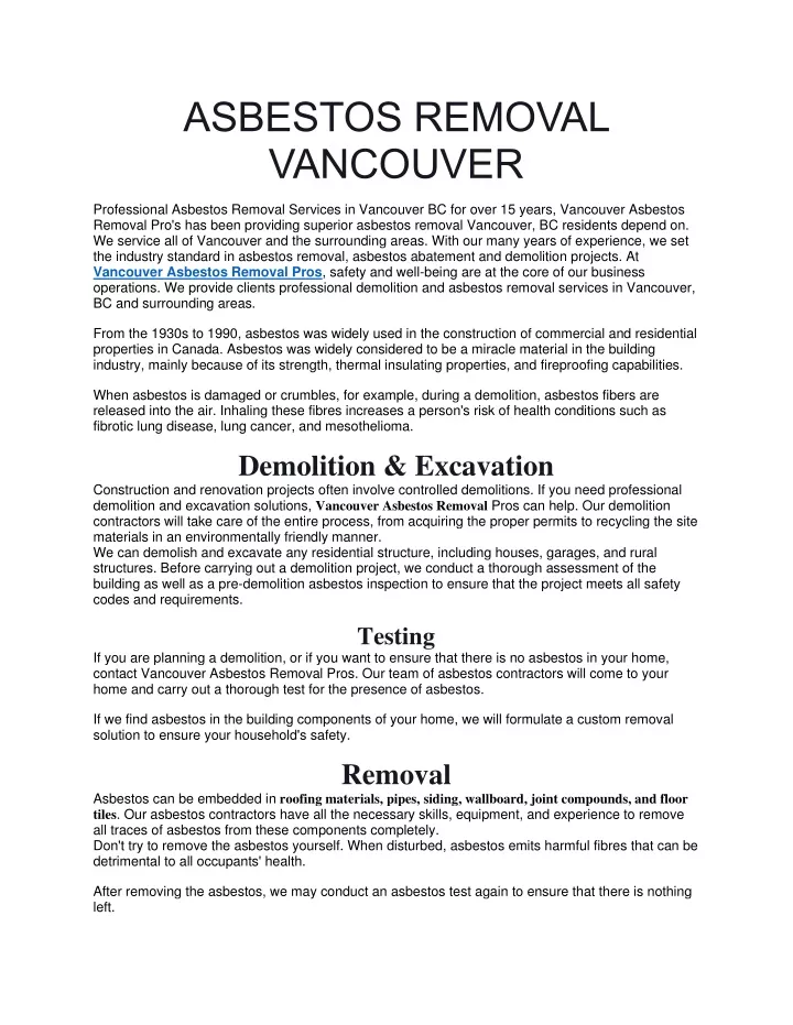 asbestos removal vancouver