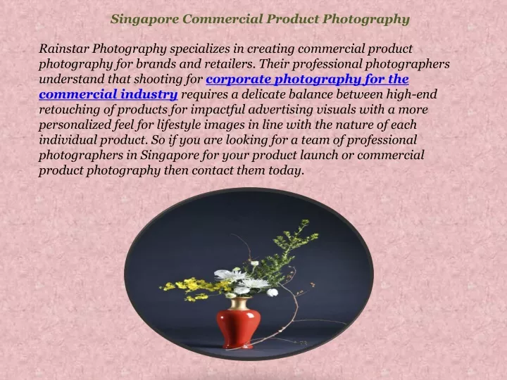singapore commercial product photography