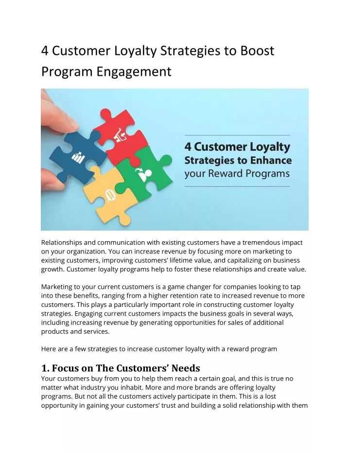 4 customer loyalty strategies to boost program