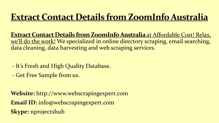 extract contact details from zoominfo australia