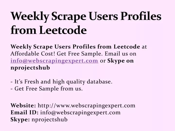 weekly scrape users profiles from leetcode