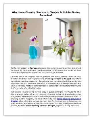 why home cleaning services in sharjah is helpful