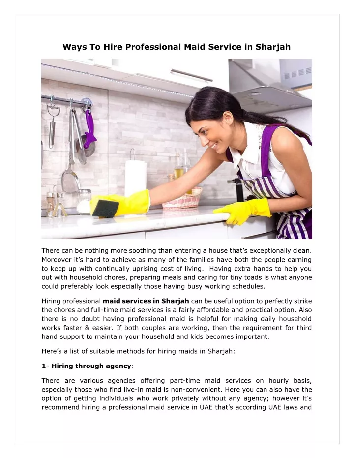 ways to hire professional maid service in sharjah