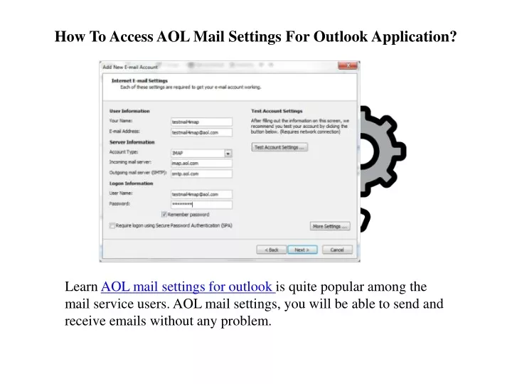 how to access aol mail settings for outlook application