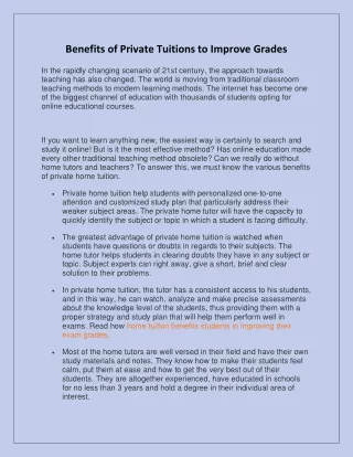 benefits of private tuitions to improve grades