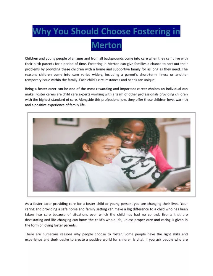 why you should choose fostering in merton