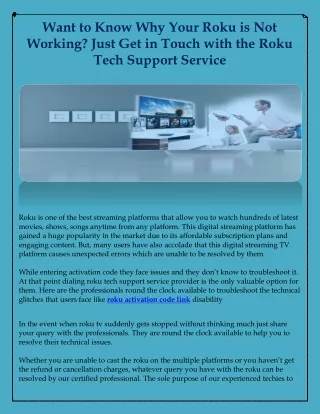 Want to Know Why Your Roku is Not Working? Just Get in Touch with the Roku Tech Support Service