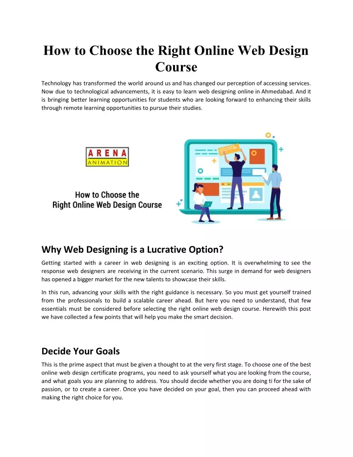 how to choose the right online web design course