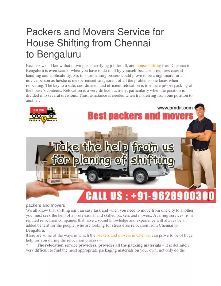 packers and movers service for house shifting