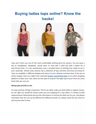 Buying ladies tops online? Know the hacks!