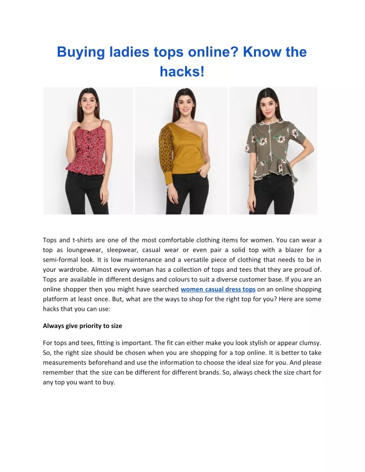 buying ladies tops online know the hacks