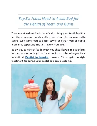 Top Six Foods Need to Avoid Bad for the Health of Teeth and Gums