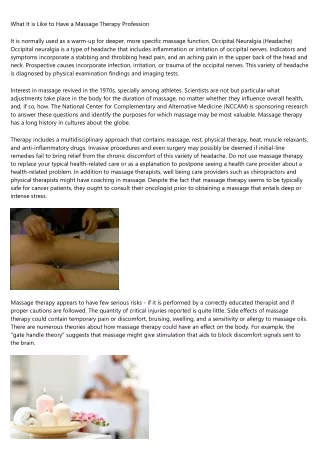 what it is like to have a massage therapy