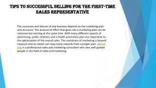 darren ong - TIPS TO SUCCESSFUL SELLING FOR THE FIRST-TIME  SALES REPRESENTATIVE