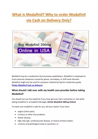 How to order Modafinil via Cash on Delivery Only?