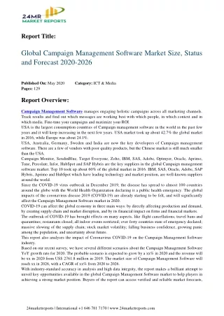 Campaign Management Software Market Size, Status and Forecast 2020-2026