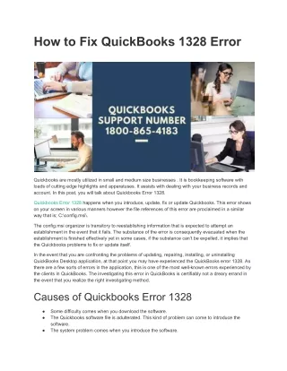 How to Fix QuickBooks 1328 Error