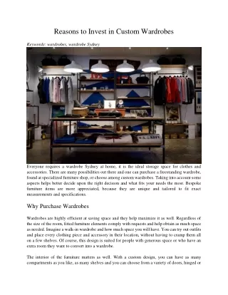 reasons to invest in custom wardrobes