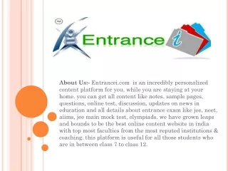 about us entrancei com is an incredibly