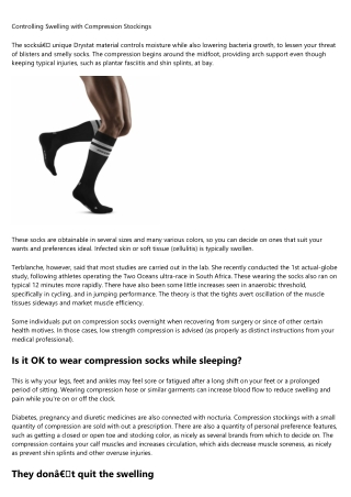 controlling swelling with compression stockings