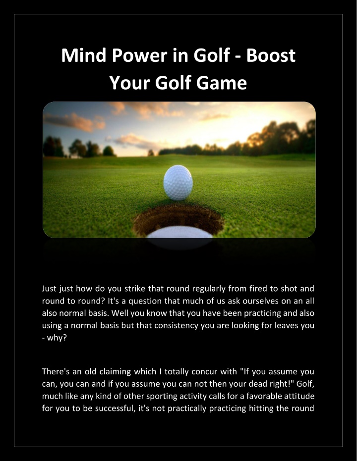 mind power in golf boost your golf game