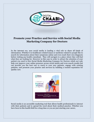 Promote your Practice and Service with Social Media Marketing Company for Doctors