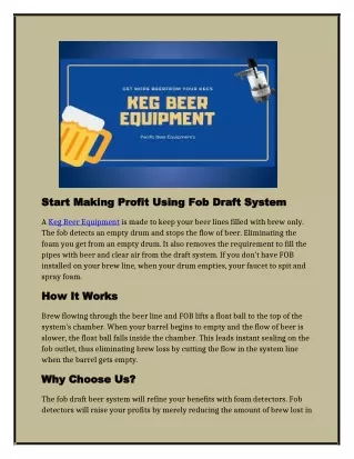 Need keg beer equipment. you come to the right place.