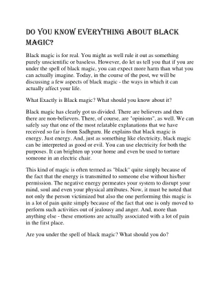 do you know everything about black magic