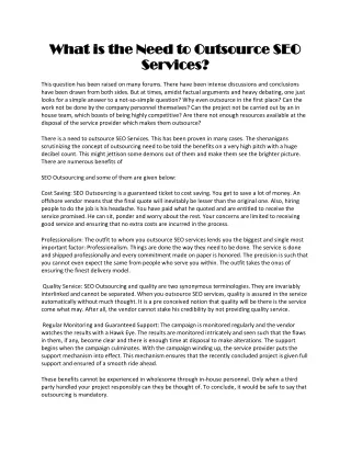 what is the need to outsource seo what