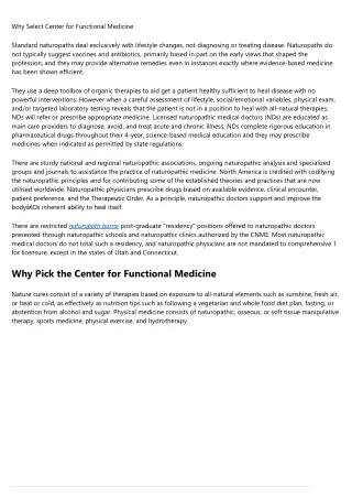 why select center for functional medicine