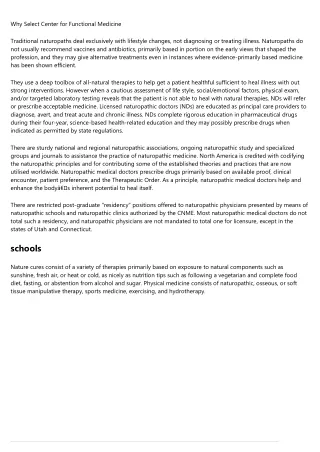 why select center for functional medicine